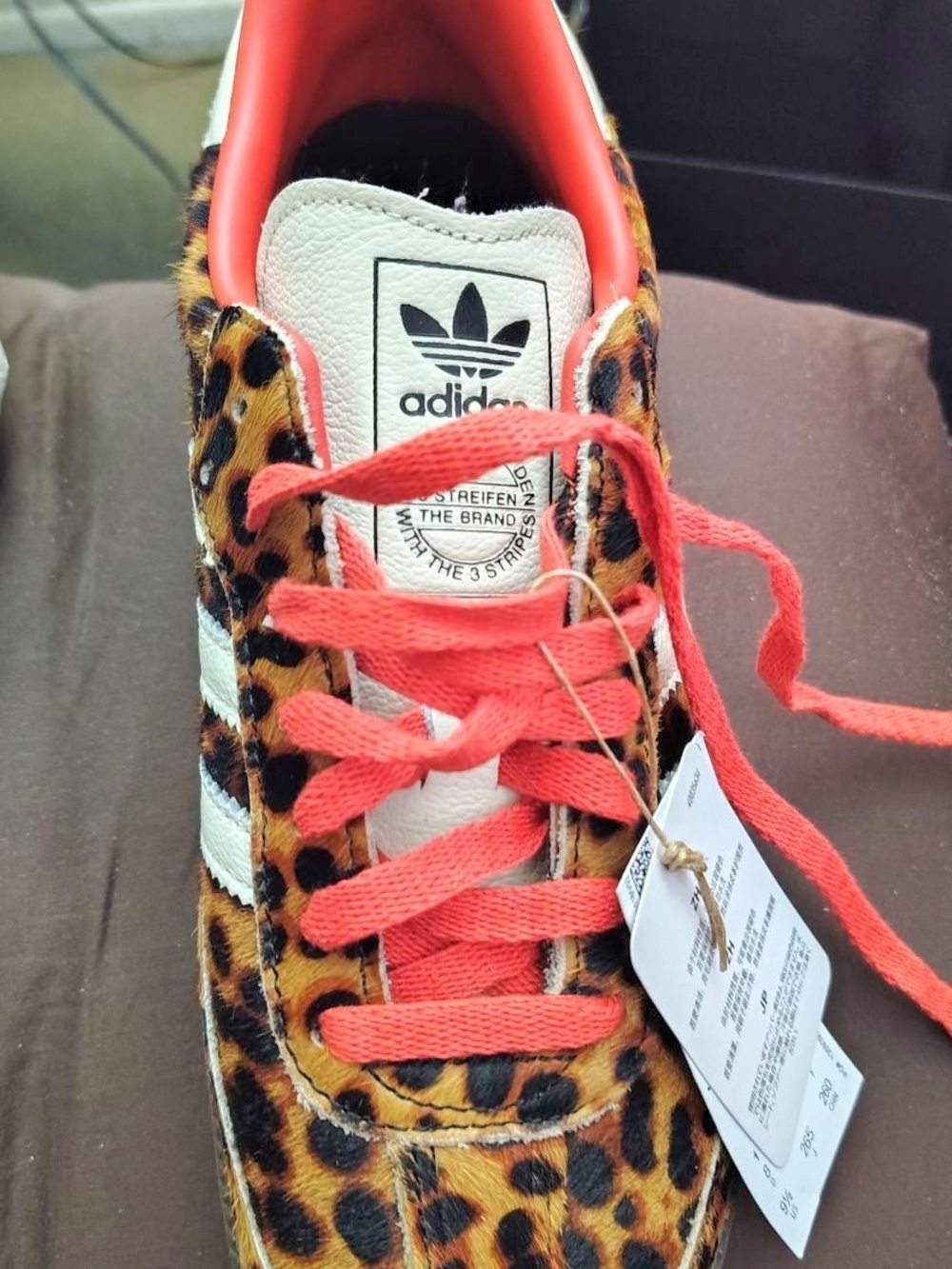Adidas Leopard Print Sneakers with Coral Laces and White Accents